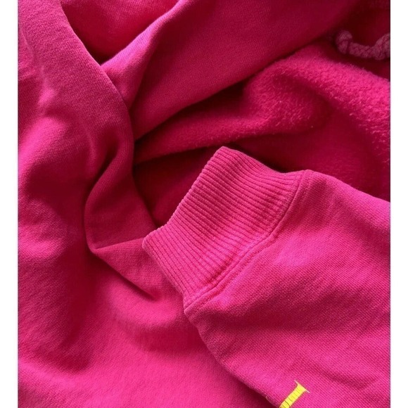 VICTORIAS Secret‎ Cropped 1/4 Zip Sweatshirt Drawstring Pink with Gold 90s Y2K - Picture 7 of 10